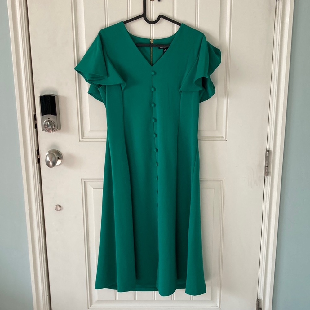 Emerald flutter sleeve dress